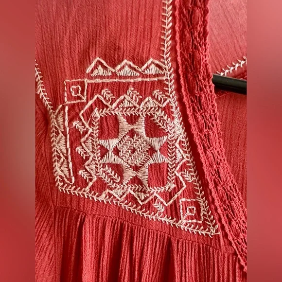 Knox Rose Burnt Orange Embroidered Mini Dress - Picture 3 of 6